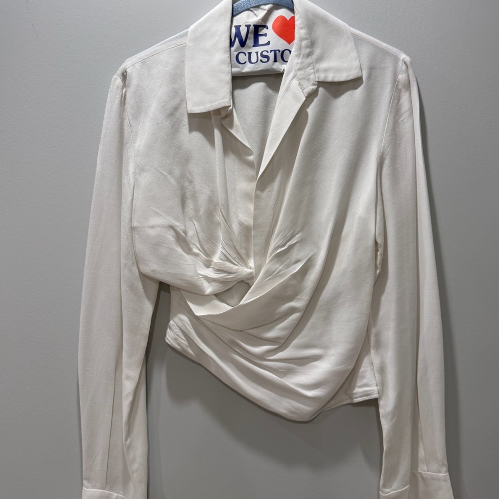 Jacquemus white wrapped shirt with knot and gold buttons size 38